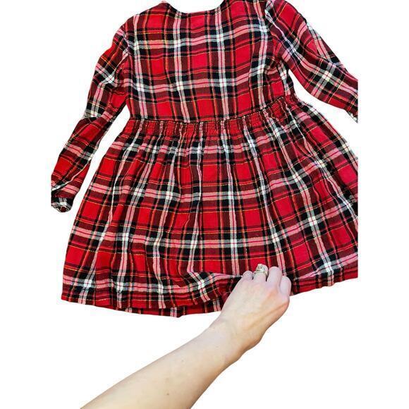 Cat & Jack Plaid Flannel Dress Red, Black & Metallic Gold Thread Toddler Girl 5T - Picture 6 of 8